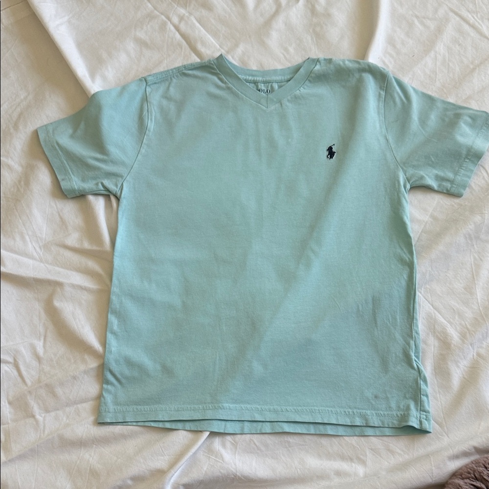 Polo Ralph Lauren Boys Light Blue V-Neck T-Shirt Med 10-12 - Picture 2 of 8